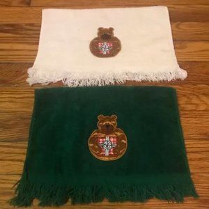 Retro Christmas Teddy Bear Towel w Fringe
